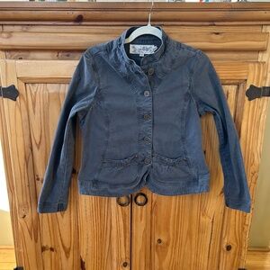 Aventura Jacket Button Up Pockets Organic Cotton Gray Women's Medium